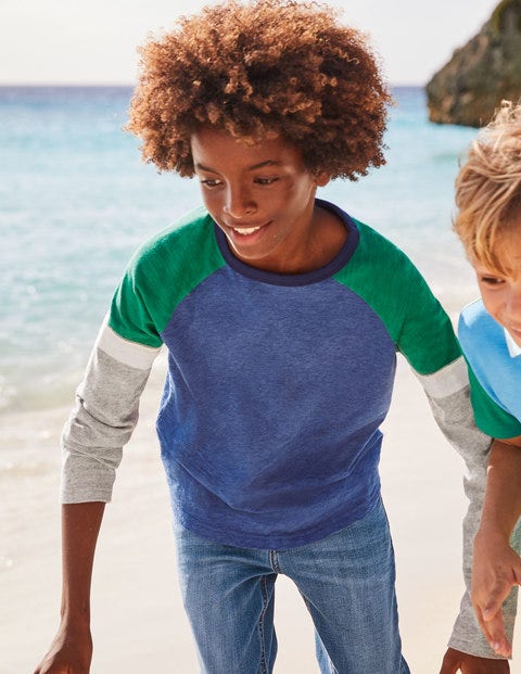 Sportliches Raglan-Shirt - Blau Meliert/Grau Meliert Sportliches Raglan-Shirt - Blau Meliert/Grau Meliert