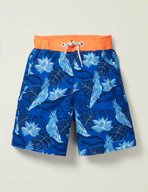 Board Shorts - Bold Blue Parakeet Palm Board Shorts - Bold Blue Parakeet Palm