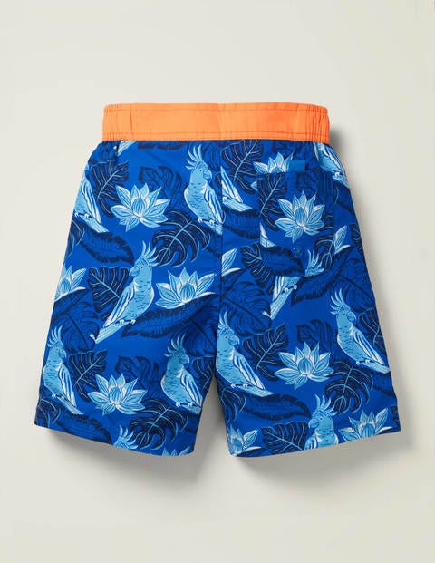 Board Shorts - Bold Blue Parakeet Palm Board Shorts - Bold Blue Parakeet Palm