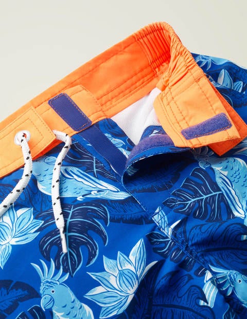 Board Shorts - Bold Blue Parakeet Palm Board Shorts - Bold Blue Parakeet Palm
