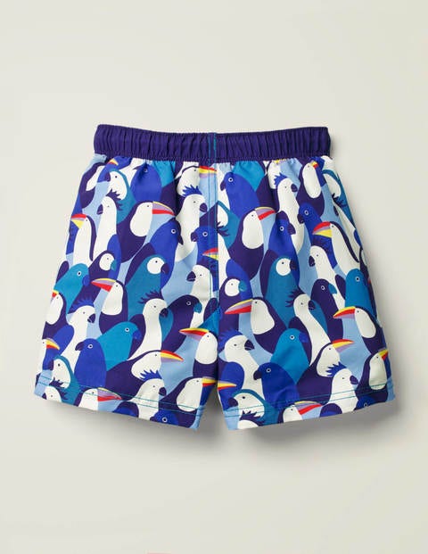 Badeshorts - Kräftiges Blau, Tropenvögel Badeshorts - Kräftiges Blau, Tropenvögel