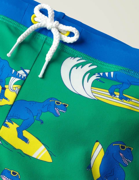 Swim Trunks - Pool Blue Surfing Dinos Swim Trunks - Pool Blue Surfing Dinos