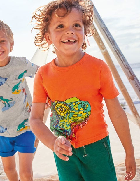 Bright Animal Textured T-Shirt - Mandarin Orange Iguana Bright Animal Textured T-Shirt - Mandarin Orange Iguana