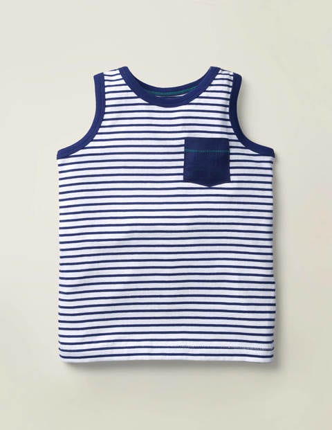 Gestreiftes Trägershirt - Weiß/Schuluniform-Navy Gestreiftes Trägershirt - Weiß/Schuluniform-Navy
