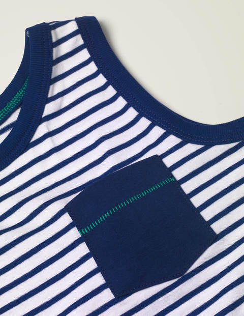 Gestreiftes Trägershirt - Weiß/Schuluniform-Navy Gestreiftes Trägershirt - Weiß/Schuluniform-Navy
