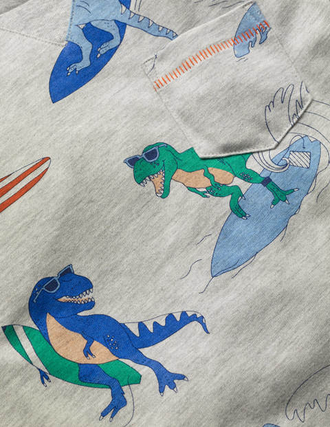 Printed T-shirt - Grey Marl Surfing Dinos Printed T-shirt - Grey Marl Surfing Dinos