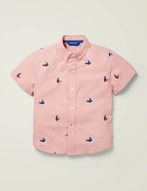 Embroidered Short Sleeve Shirt - Boto Pink Dinosaurs Embroidered Short Sleeve Shirt - Boto Pink Dinosaurs