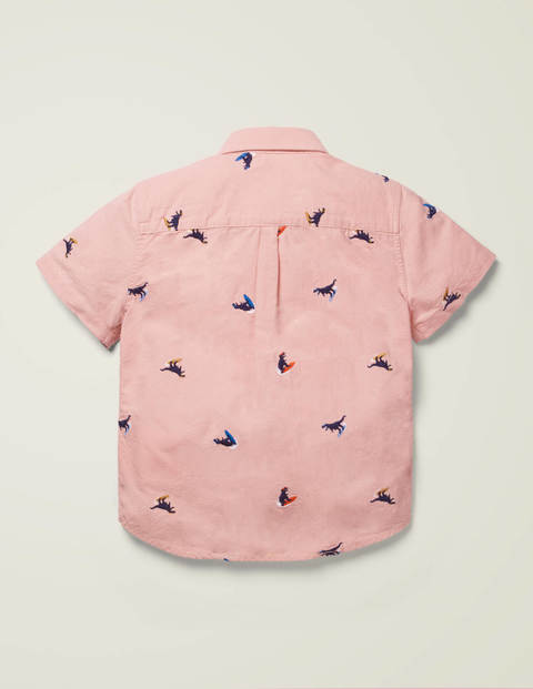 Embroidered Short Sleeve Shirt - Boto Pink Dinosaurs Embroidered Short Sleeve Shirt - Boto Pink Dinosaurs