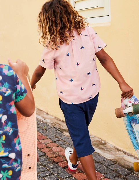 Embroidered Short Sleeve Shirt - Boto Pink Dinosaurs Embroidered Short Sleeve Shirt - Boto Pink Dinosaurs