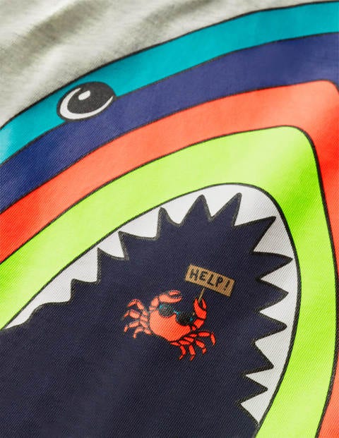 T-Shirt Mit Meerestiermotiv - Silber Meliert, Regenbogenhai T-Shirt Mit Meerestiermotiv - Silber Meliert, Regenbogenhai