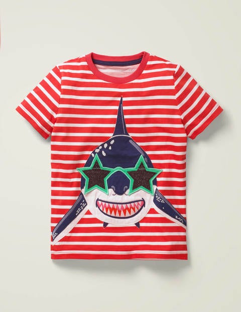 Novelty Appliqué T-Shirt - White/Mallow Red Shark Novelty Appliqué T-Shirt - White/Mallow Red Shark