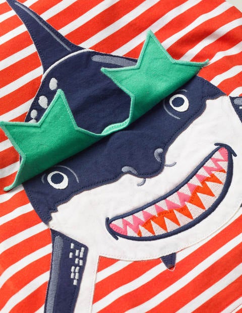 Novelty Appliqué T-Shirt - White/Mallow Red Shark Novelty Appliqué T-Shirt - White/Mallow Red Shark