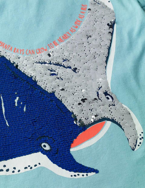 Sequin Sea Creatures T-shirt - Light Celeste Blue Manta Ray Sequin Sea Creatures T-shirt - Light Celeste Blue Manta Ray