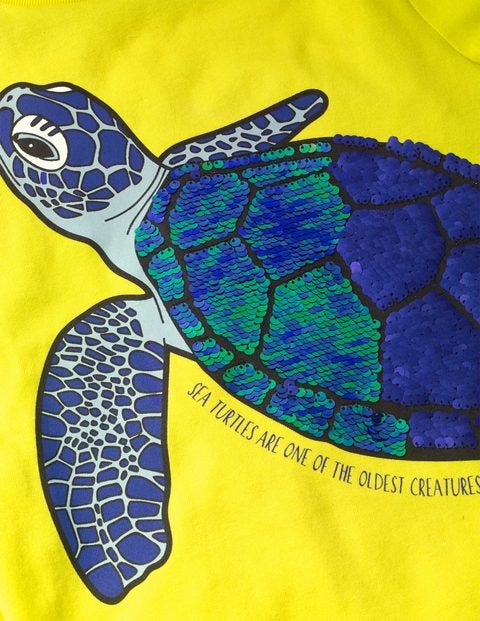 Sequin Sea Creatures T-Shirt - Lemon Zest Yellow Turtle Sequin Sea Creatures T-Shirt - Lemon Zest Yellow Turtle