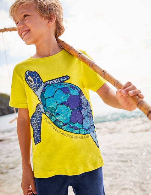 Sequin Sea Creatures T-Shirt - Lemon Zest Yellow Turtle Sequin Sea Creatures T-Shirt - Lemon Zest Yellow Turtle