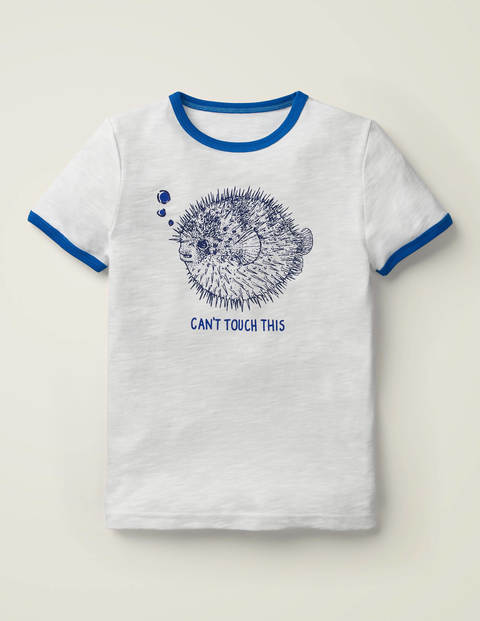 T-Shirt mit Meereskreaturenmotiv - Weiß, Kugelfisch T-Shirt mit Meereskreaturenmotiv - Weiß, Kugelfisch