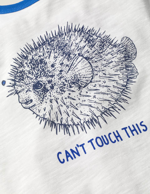 T-Shirt mit Meereskreaturenmotiv - Weiß, Kugelfisch T-Shirt mit Meereskreaturenmotiv - Weiß, Kugelfisch