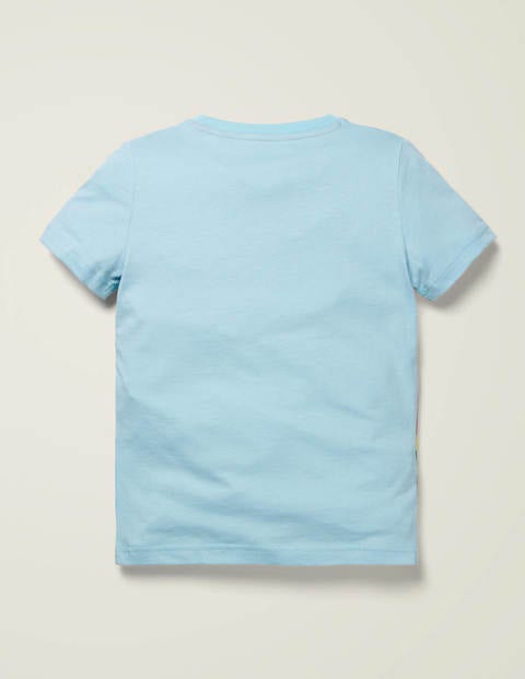 T-Shirt Mit Tropenszene - Helles Himmelblau, Dinoszene T-Shirt Mit Tropenszene - Helles Himmelblau, Dinoszene