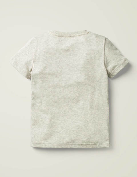 T-Shirt mit Tropenszene - Silber Meliert, Vogelszene T-Shirt mit Tropenszene - Silber Meliert, Vogelszene
