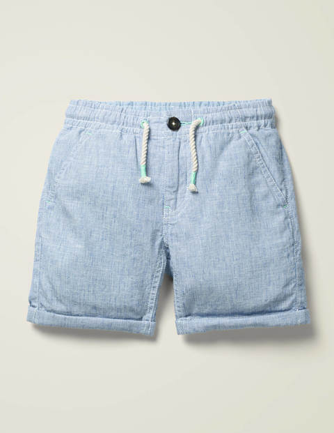 Baumwollleinen-Shorts zum Hochkrempeln - Hellblau Baumwollleinen-Shorts zum Hochkrempeln - Hellblau