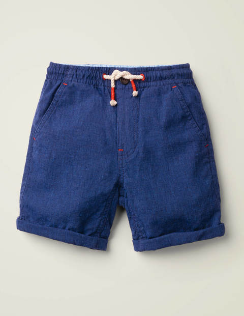 Baumwollleinen Shorts Zum Hochkrempeln Navy Boden De