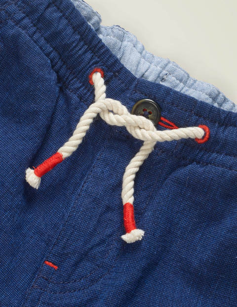 Cotton Linen Roll-up Shorts - Navy Cotton Linen Roll-up Shorts - Navy
