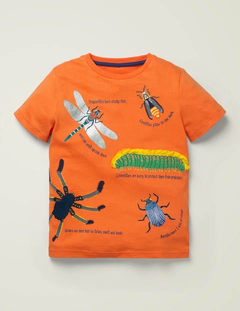 Strukturiertes T-Shirt mit Insektenmotiv - Orange, Käfer Strukturiertes T-Shirt mit Insektenmotiv - Orange, Käfer