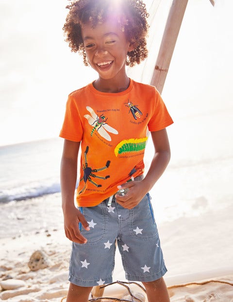 Strukturiertes T-Shirt mit Insektenmotiv - Orange, Käfer Strukturiertes T-Shirt mit Insektenmotiv - Orange, Käfer