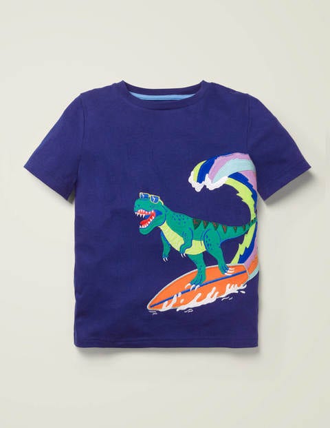 Dinosaur Appliqué T-shirt - Indigo Navy T-Rex Dinosaur Appliqué T-shirt - Indigo Navy T-Rex
