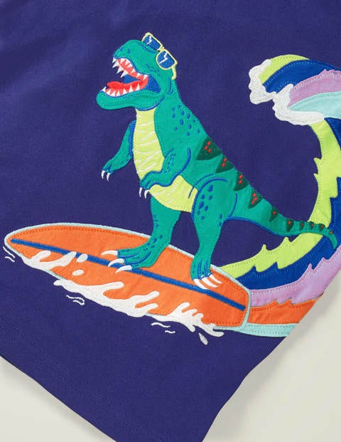 Dinosaur Appliqué T-shirt - Indigo Navy T-Rex Dinosaur Appliqué T-shirt - Indigo Navy T-Rex