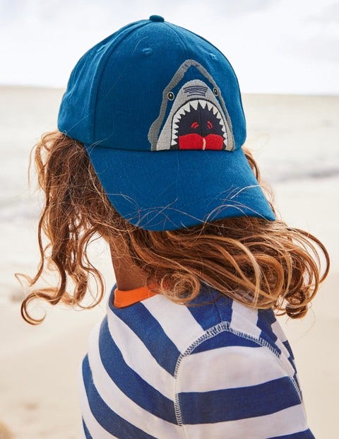 Embroidered Shark Cap - Bold Blue Embroidered Shark Cap - Bold Blue