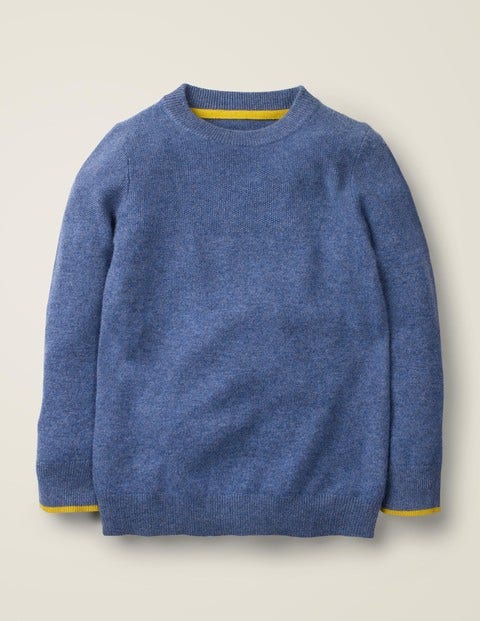 Pull Col Rond En Cachemire - Bleu denim chiné Pull Col Rond En Cachemire - Bleu denim chiné