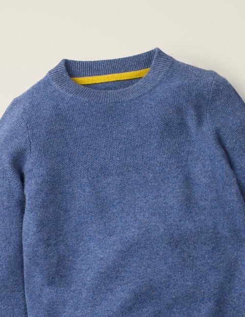 Pull Col Rond En Cachemire - Bleu denim chiné Pull Col Rond En Cachemire - Bleu denim chiné