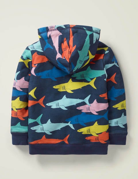 Cosy Shaggy-Lined Hoodie - Multi Rainbow Sharks Cosy Shaggy-Lined Hoodie - Multi Rainbow Sharks
