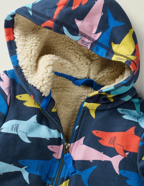Cosy Shaggy-Lined Hoodie - Multi Rainbow Sharks Cosy Shaggy-Lined Hoodie - Multi Rainbow Sharks