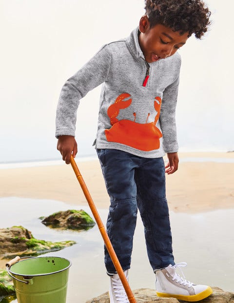 Half-Zip Appliqué Sweatshirt - Grey Marl Crab Half-Zip Appliqué Sweatshirt - Grey Marl Crab