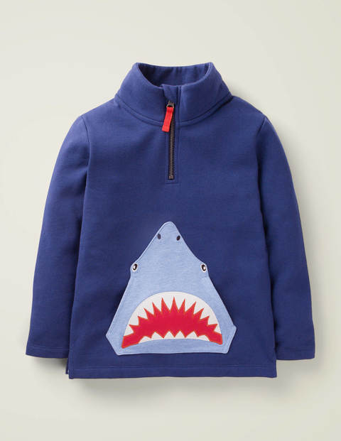 Half-Zip AppliquÃ© Sweatshirt - College Navy Shark