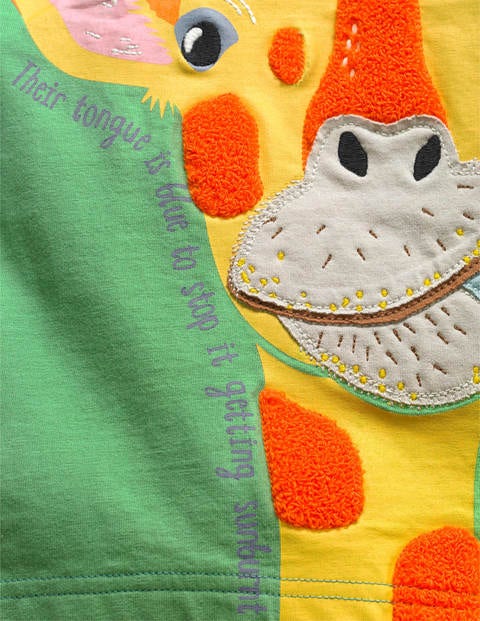 T-Shirt Mit Tierfaktenapplikation - Froschgrün, Giraffe T-Shirt Mit Tierfaktenapplikation - Froschgrün, Giraffe