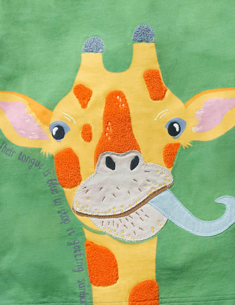 T-Shirt Mit Tierfaktenapplikation - Froschgrün, Giraffe T-Shirt Mit Tierfaktenapplikation - Froschgrün, Giraffe