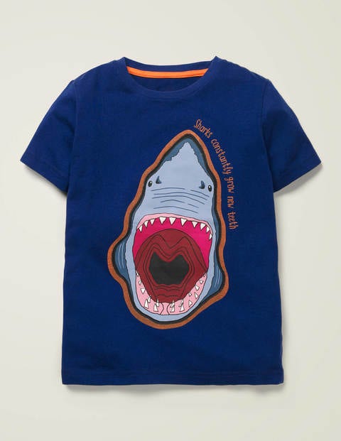 Animal Fact Appliqué T-shirt - College Navy Shark