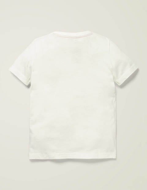 T-Shirt Mit Tierfaktenapplikation - Naturweiß, Flamingos T-Shirt Mit Tierfaktenapplikation - Naturweiß, Flamingos