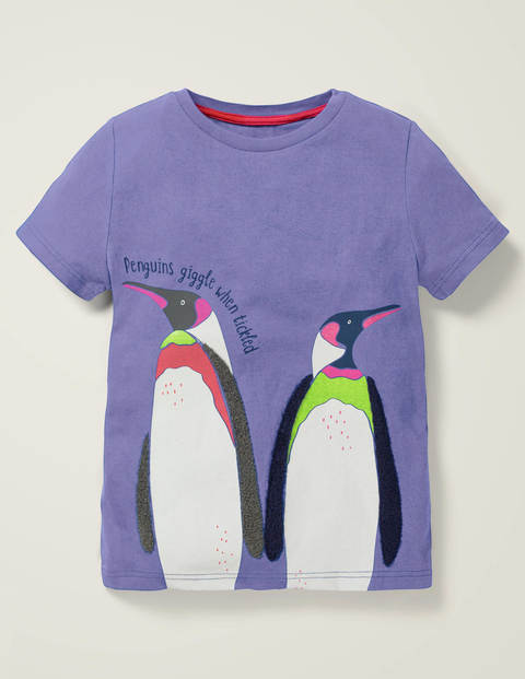 Animal Fact Appliqué T-shirt - Wisteria Blue Penguins Animal Fact Appliqué T-shirt - Wisteria Blue Penguins