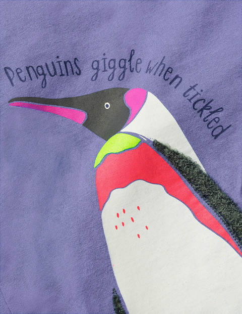 Animal Fact Appliqué T-shirt - Wisteria Blue Penguins Animal Fact Appliqué T-shirt - Wisteria Blue Penguins