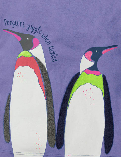 Animal Fact Appliqué T-shirt - Wisteria Blue Penguins Animal Fact Appliqué T-shirt - Wisteria Blue Penguins