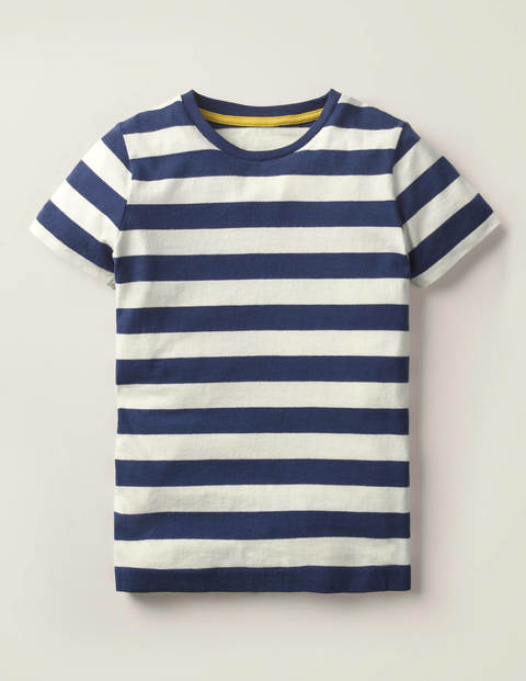 Superweiches Kurzärmliges T-Shirt - Dunkelblau/Naturweiß Superweiches Kurzärmliges T-Shirt - Dunkelblau/Naturweiß