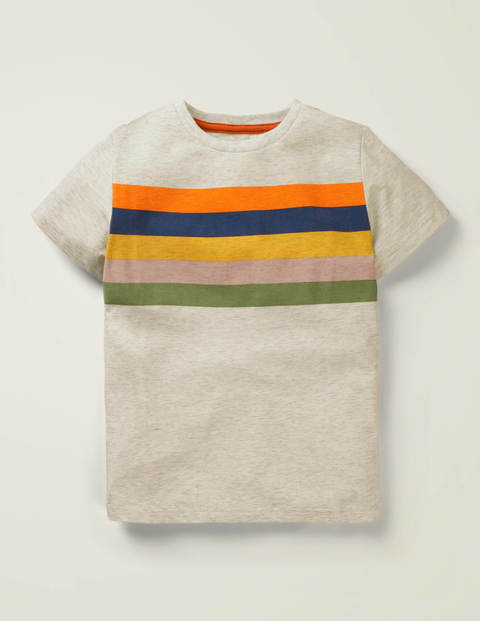 Superweiches Kurzärmliges T-Shirt - Hellbeige Meliert/Regenbogen Superweiches Kurzärmliges T-Shirt - Hellbeige Meliert/Regenbogen