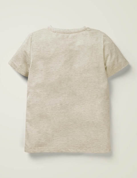 Superweiches Kurzärmliges T-Shirt - Hellbeige Meliert/Regenbogen Superweiches Kurzärmliges T-Shirt - Hellbeige Meliert/Regenbogen