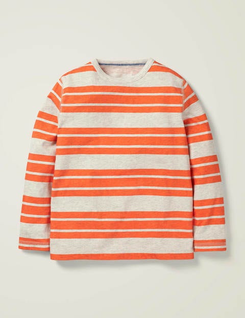 Striped Marl T-shirt - Oatmeal Marl/Klaxon Orange Striped Marl T-shirt - Oatmeal Marl/Klaxon Orange