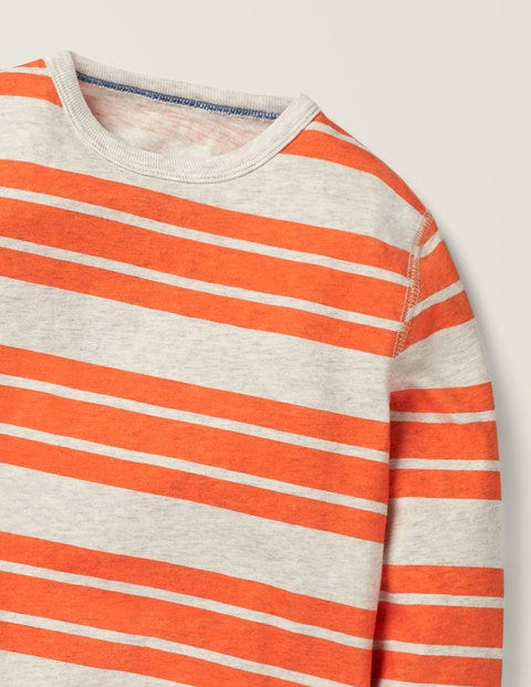 Striped Marl T-shirt - Oatmeal Marl/Klaxon Orange Striped Marl T-shirt - Oatmeal Marl/Klaxon Orange