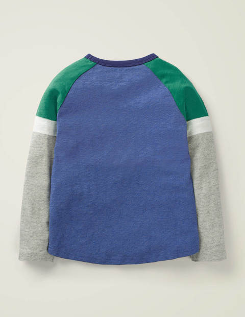 T-Shirt Manches Raglan Sportif - Bleu chiné/gris chiné T-Shirt Manches Raglan Sportif - Bleu chiné/gris chiné